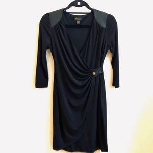 THALÍA SODI Faux Leather Long Sleeve Dress